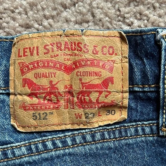 Levi's 512 Tapered Blue Stripe Side Seam Raw Hem and Sides Jeans Size 29x30 - Picture 8 of 11